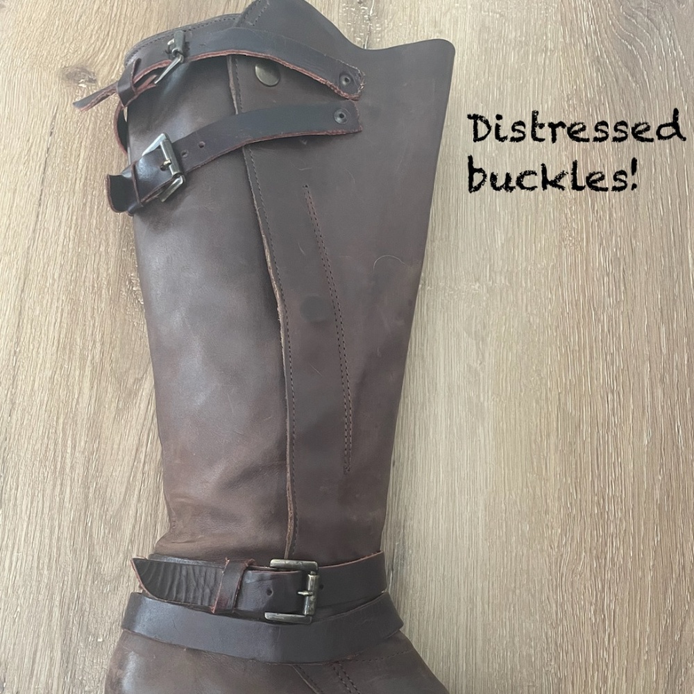 FREEBIRD by Steven Clive Tall Leather Brown Brown, Distressed Buckle, Size 8 - Picture 8 of 15